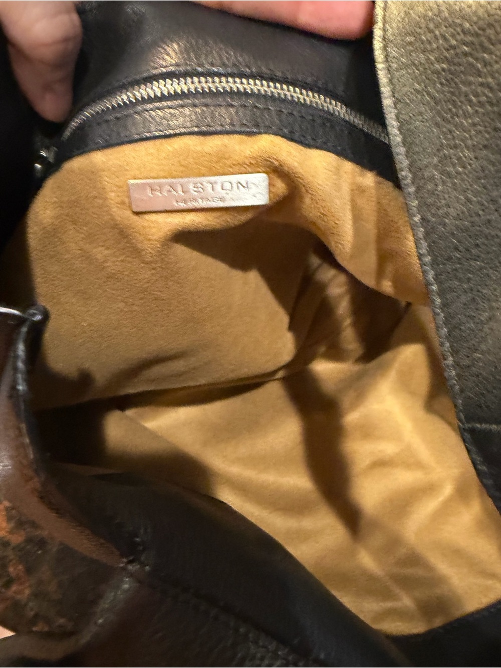Halston Heritage Black Leather Clutch with Gold Interior